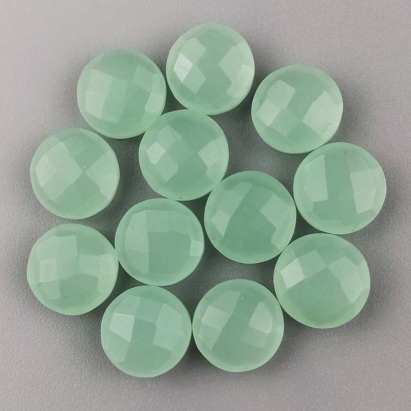 Calcedonia Aqua Verde Briolette Forma Tondo Piatto Sfaccettato Fatto a Mano 12mm 1pz