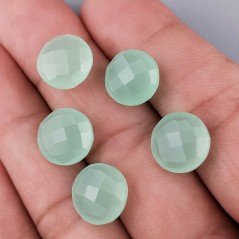 Calcedonia Aqua Verde Briolette Forma Tondo Piatto Sfaccettato Fatto a Mano 12mm 1pz