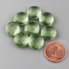 Briolette di Ametista Verde Prasiolite Idrotermale, Forma Tondo, Sfaccettata a Mano, 12 mm