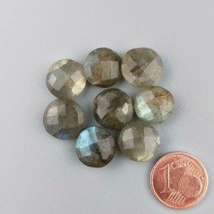Labradorite Naturale Forma Tondo Piatto Sfaccettato Fatto a Mano 12mm 1pz