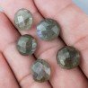 Labradorite Naturale Forma Tondo Piatto Sfaccettato Fatto a Mano 12mm 1pz