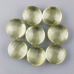 Quarzo limone Idrotermale Briolette Forma Tondo Piatto Sfaccettato Fatto a Mano 12mm 1pz