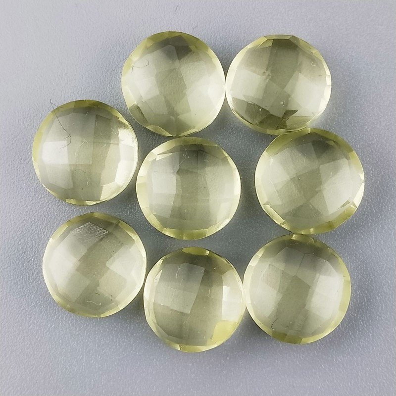 Quarzo limone Idrotermale Briolette Forma Tondo Piatto Sfaccettato Fatto a Mano 12mm 1pz