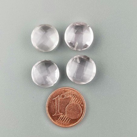 Briolette di Acquamarina Rosa Morganite Idrotermale, Forma Tondo, Sfaccettata a Mano, Mezzo Forato, 12 mm
