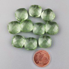 Ametista Verde Prasiolite Idrotermale Briolette Forma Quadrato Sfaccettato Fatto a Mano 12mm Mezzo Forato 1pz