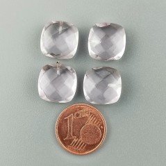 Acquamarina Rosa Morganite Idrotermale Briolette Forma Quadrato Sfaccettato Fatto a Mano 12mm Mezzo Forato 1pz