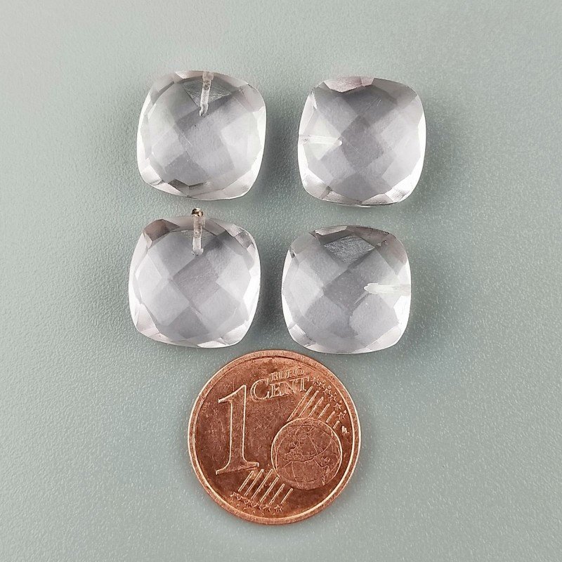 Acquamarina Rosa Morganite Idrotermale Briolette Forma Quadrato Sfaccettato Fatto a Mano 12mm Mezzo Forato 1pz