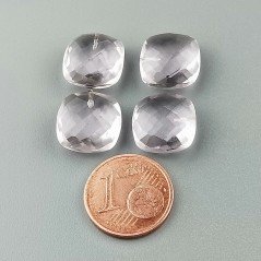 Acquamarina Rosa Morganite Idrotermale Briolette Forma Quadrato Sfaccettato Fatto a Mano 12mm Mezzo Forato 1pz