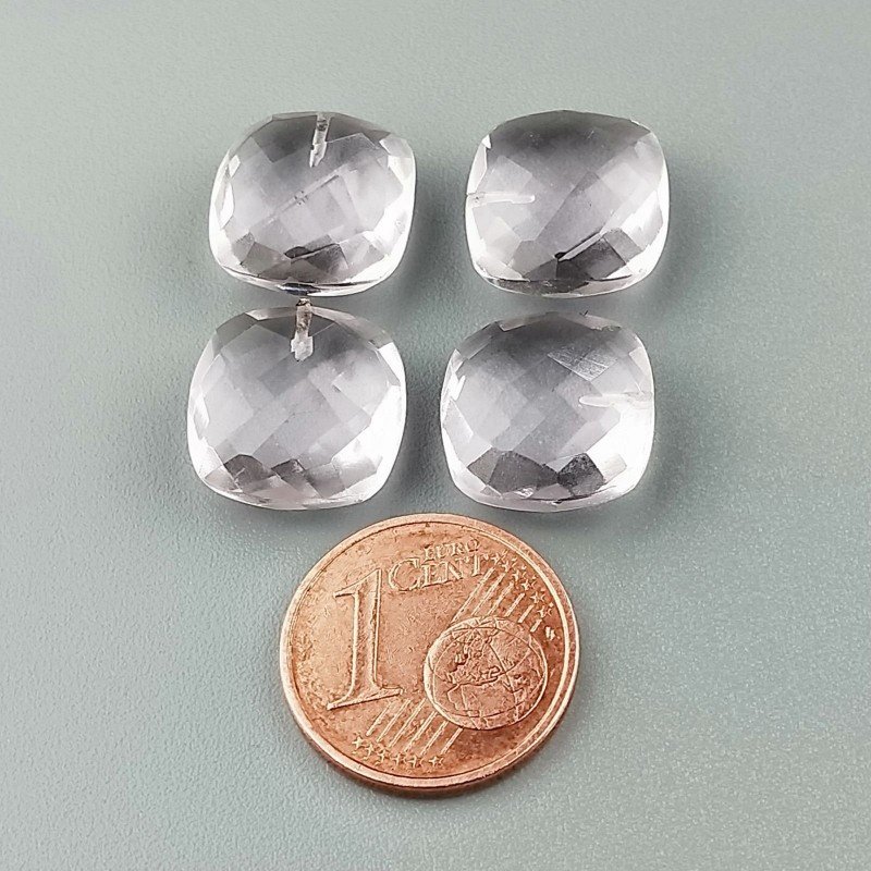 Acquamarina Rosa Morganite Idrotermale Briolette Forma Quadrato Sfaccettato Fatto a Mano 12mm Mezzo Forato 1pz