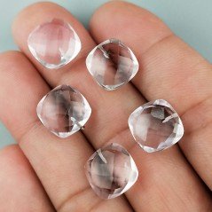 Acquamarina Rosa Morganite Idrotermale Briolette Forma Quadrato Sfaccettato Fatto a Mano 12mm Mezzo Forato 1pz