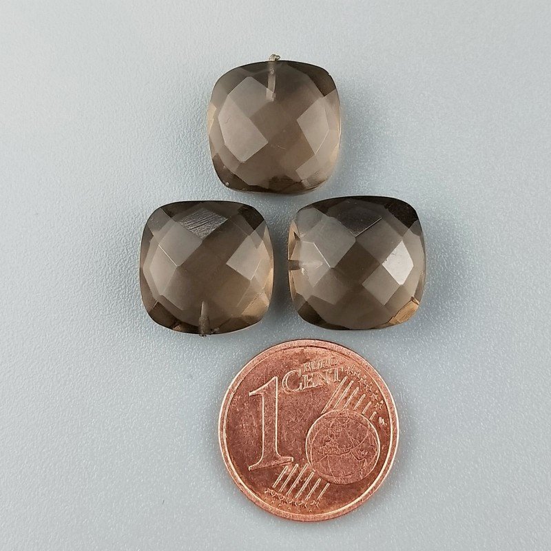 Quarzo Fume Idrotermale Briolette Forma Quadrato Sfaccettato Fatto a Mano 12mm Mezzo Forato 1pz
