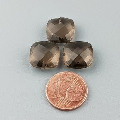 Quarzo Fume Idrotermale Briolette Forma Quadrato Sfaccettato Fatto a Mano 12mm Mezzo Forato 1pz