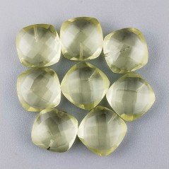 Quarzo Limone Idrotermale Briolette Forma Quadrato Sfaccettato Fatto a Mano 12mm Mezzo Forato 1pz