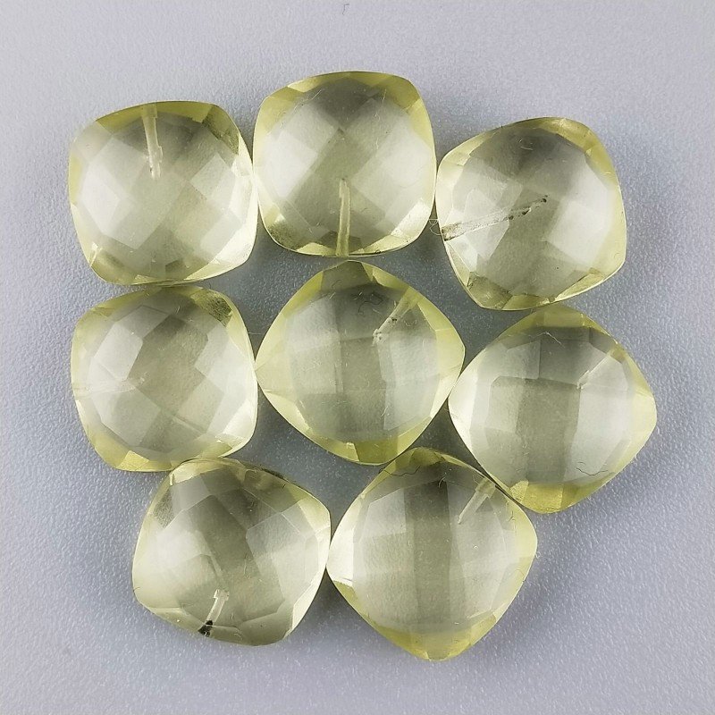 Quarzo Limone Idrotermale Briolette Forma Quadrato Sfaccettato Fatto a Mano 12mm Mezzo Forato 1pz