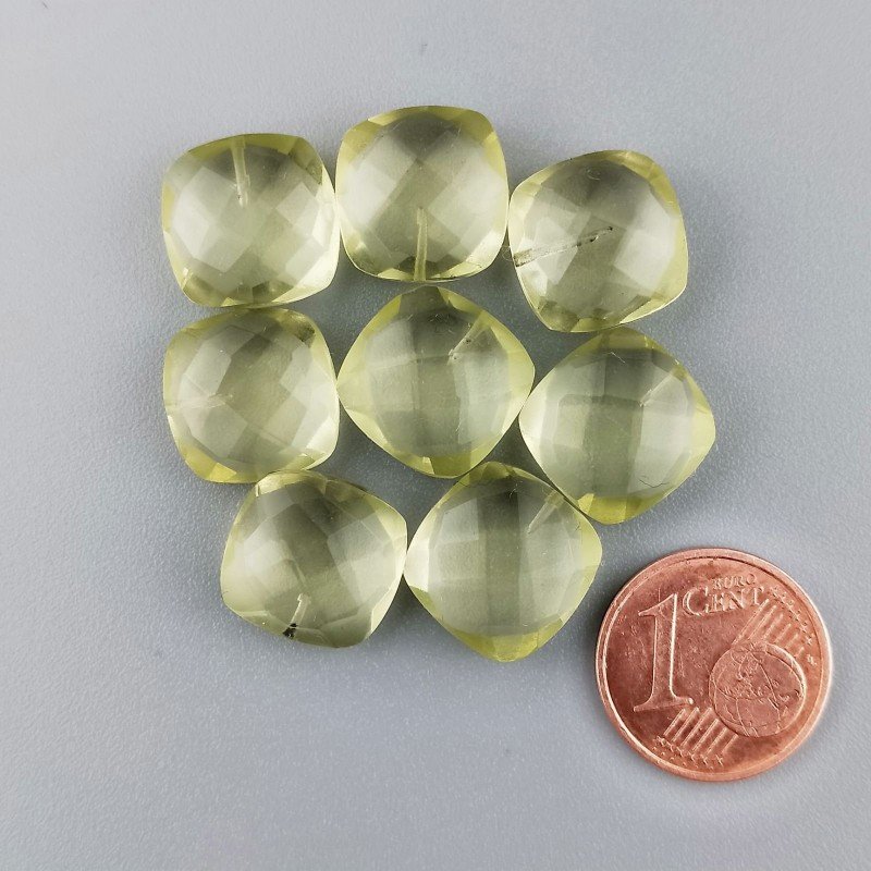 Quarzo Limone Idrotermale Briolette Forma Quadrato Sfaccettato Fatto a Mano 12mm Mezzo Forato 1pz