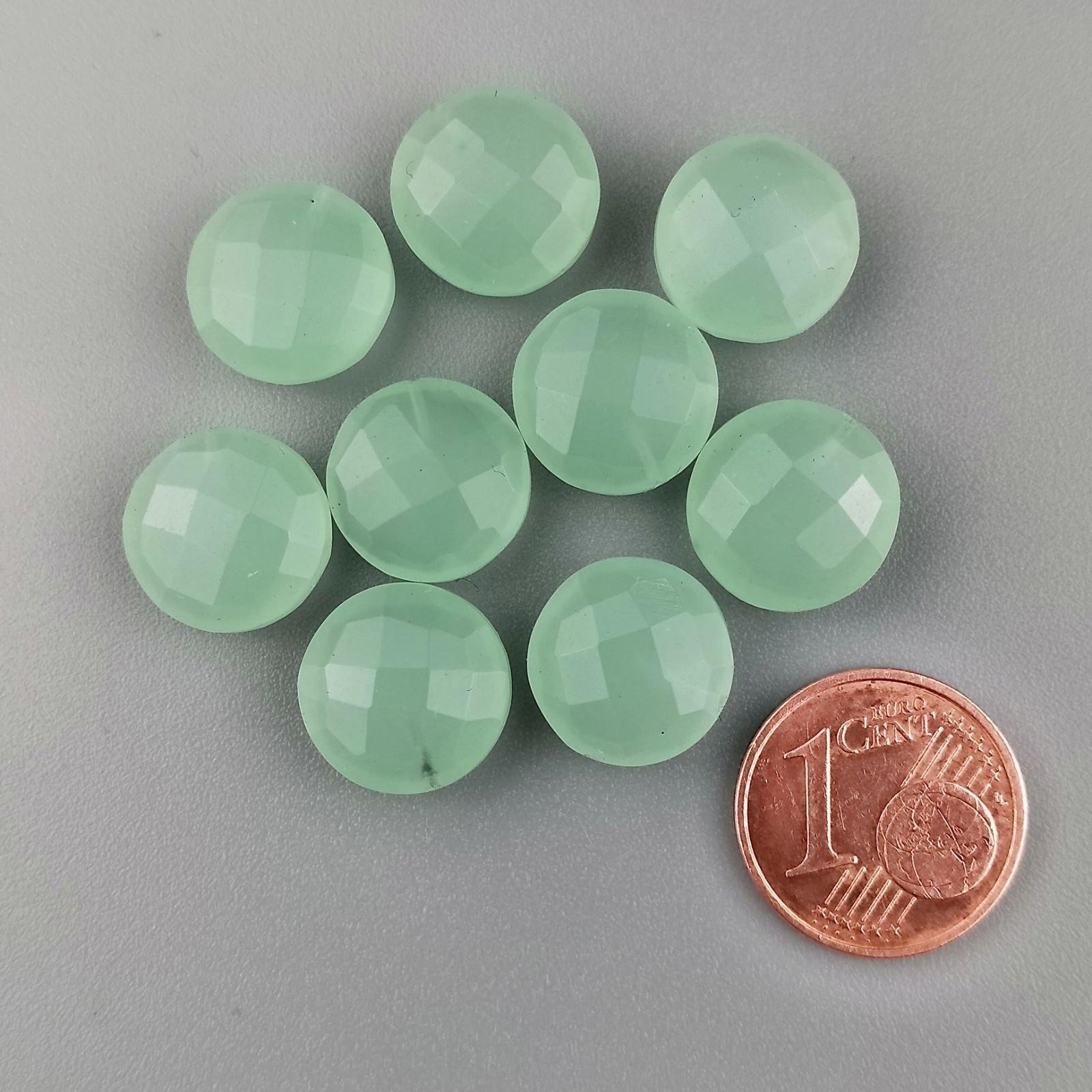 Calcedonia Aqua Verde Briolette Forma Tondo Piatto Sfaccettato Fatto a Mano12mm Mezzo Forato 1pz
