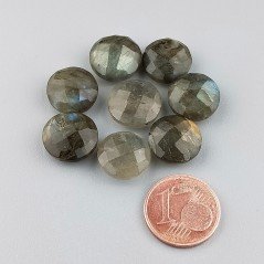 Labradorite Naturale, Forma Tondo Sfaccettato a Mano, Piatto, Mezzo Forato, 12 mm Labradorite Naturale, Forma Tondo Sfaccettato a Mano, Piatto, Mezzo Forato, 12 mm