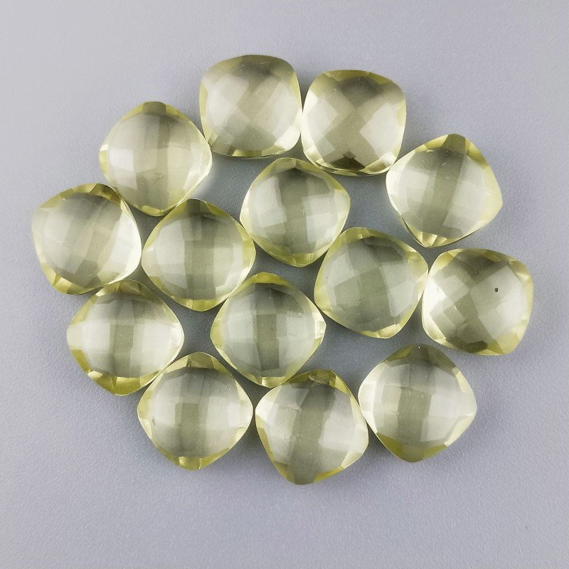 Quarzo Limone Idrotermale Briolette Forma Quadrato Sfaccettato Fatto a Mano 12mm 1pz