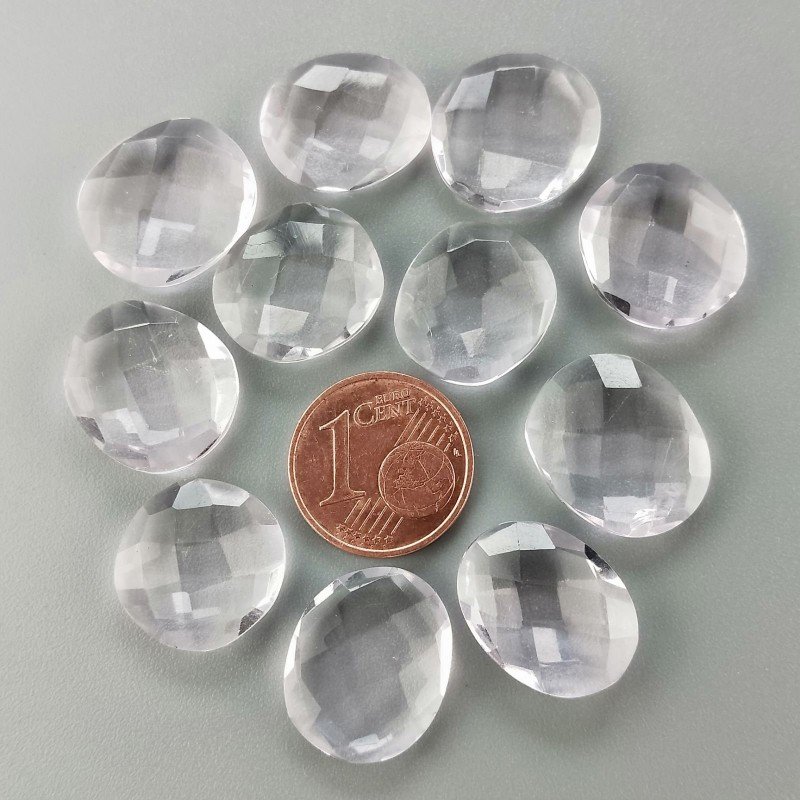 Briolette di Acquamarina Rosa Morganite Idrotermale, Forma Irregolare, Sfaccettata a Mano, 11-17 mm