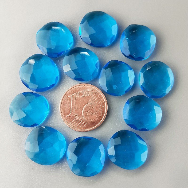 Briolette di Topazio Azzurro Swiss Blu Idrotermale, Forma Irregolare, Sfaccettata a Mano, 10-14 mm