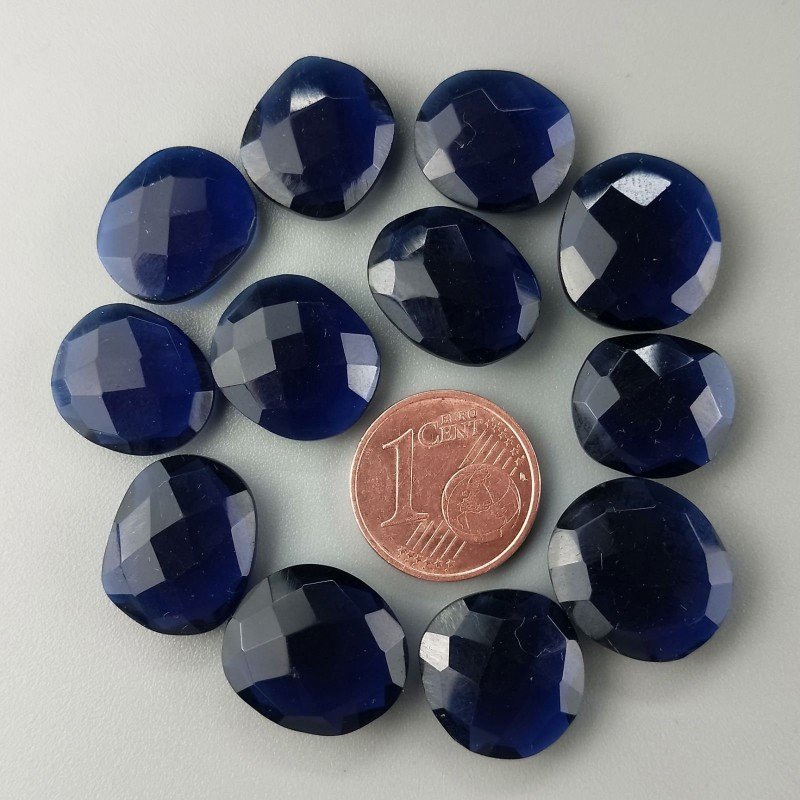 Briolette di Quarzo Blu Zaffiro Idrotermale, Forma Irregolare, Sfaccettata a Mano, 12-16 mm