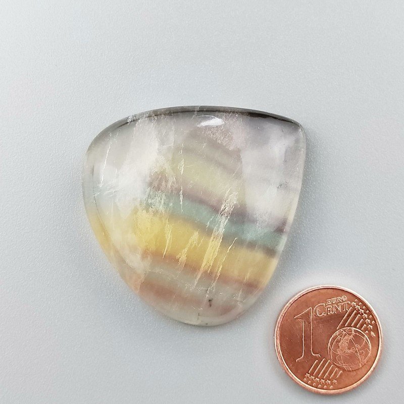 Cabochon di Fluorite Naturale Cuore, Piatto e Liscio, 35x35x8 mm, 16,50 g, Fatto a Mano