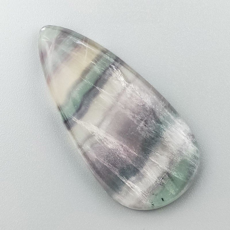 Fluorite Naturale Forma Goccia Piatto Cabochon Liscio Fatto a Mano 51X25X6mm 15,20gm 1pz