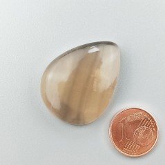 Fluorite Naturale Forma Goccia Piatto Cabochon Liscio Fatto a Mano 31X24X7mm 9,80gm 1pz