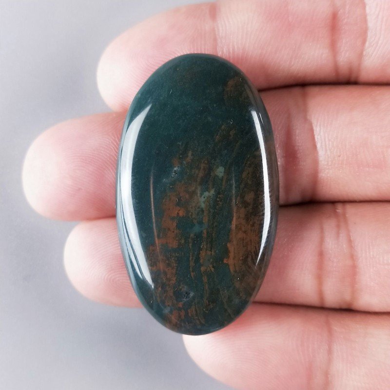 Eliotropio Naturale Forma Ovale Piatto Cabochon Liscio Fatto a Mano 45X26X5mm 10,80gm 1pz