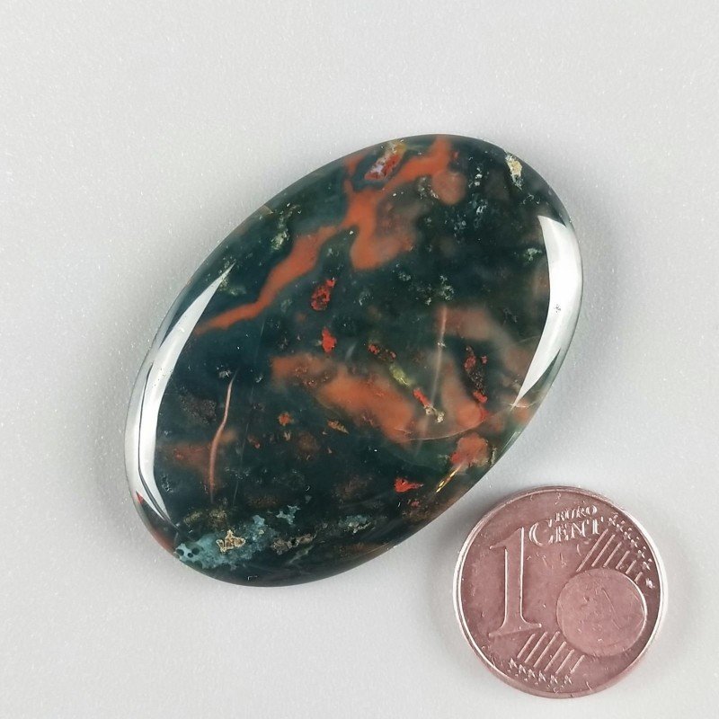 Eliotropio Naturale Forma Ovale Piatto Cabochon Liscio Fatto a Mano 41X27X5mm 9,60gm 1pz