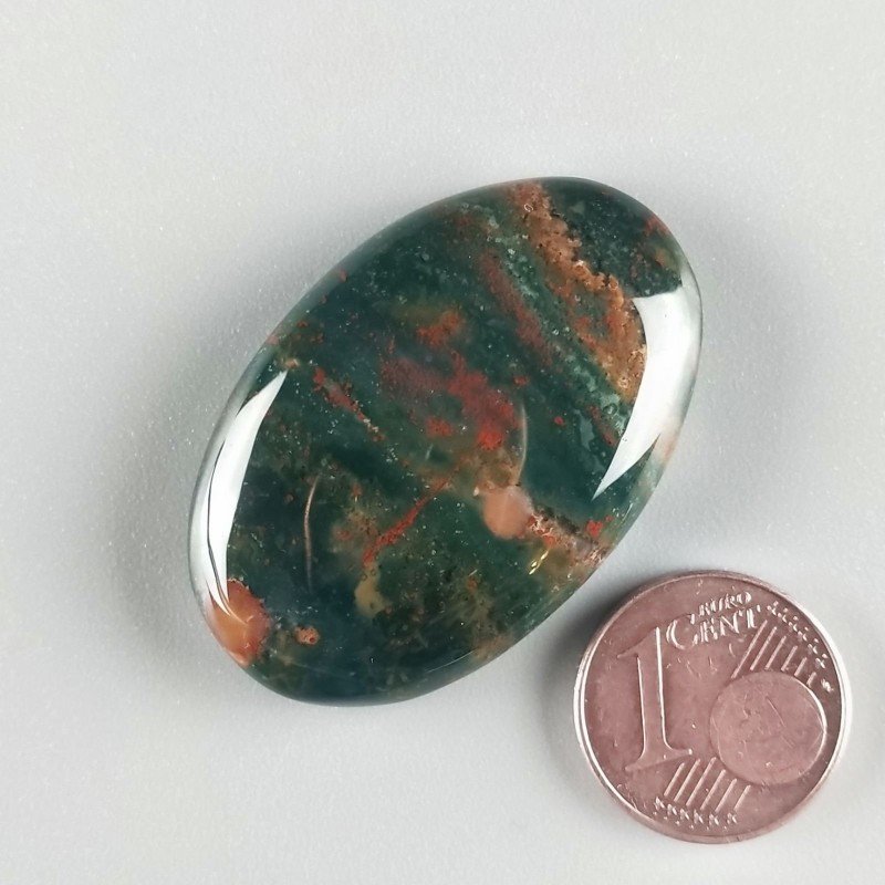 Eliotropio Naturale Forma Ovale Piatto Cabochon Liscio Fatto a Mano 36X24X7mm 10,50gm 1pz