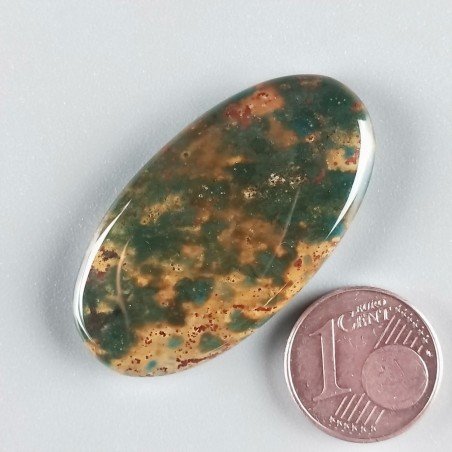 Eliotropio Naturale Forma Ovale Piatto Cabochon Liscio Fatto a Mano 38X20X4mm 6,90gm 1pz