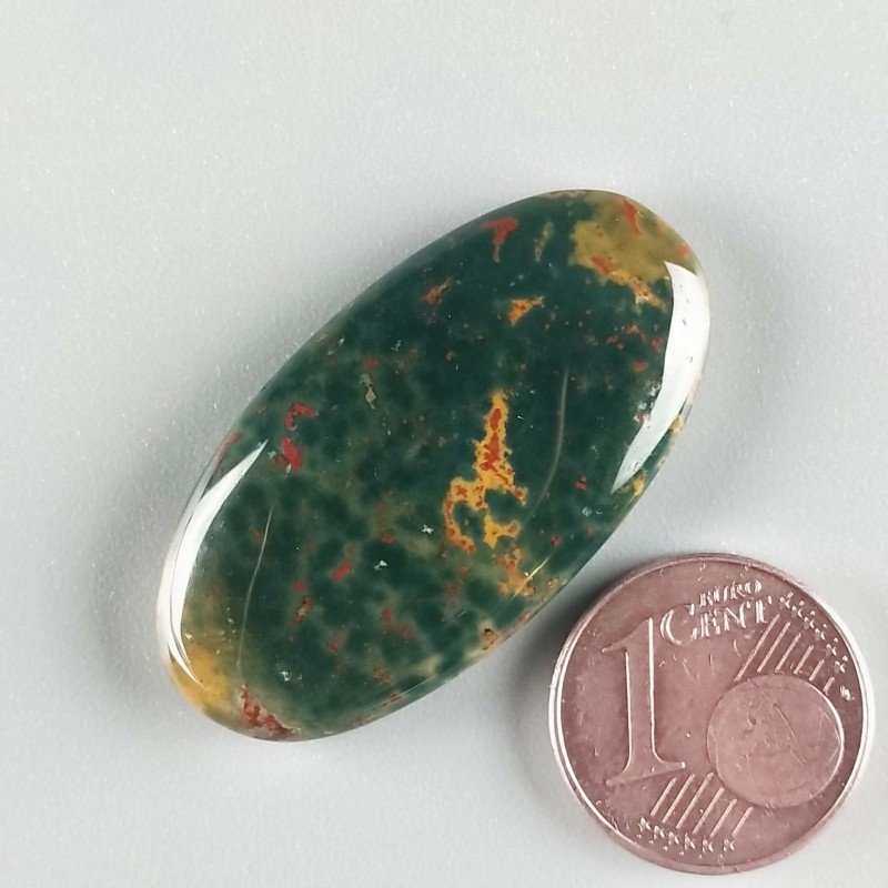 Eliotropio Naturale Forma Ovale Piatto Cabochon Liscio Fatto a Mano 34X18X5mm 5,30gm 1pz