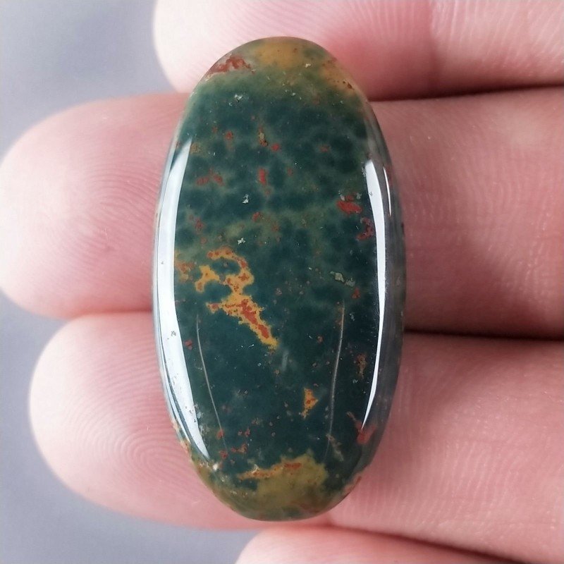 Eliotropio Naturale Forma Ovale Piatto Cabochon Liscio Fatto a Mano 34X18X5mm 5,30gm 1pz