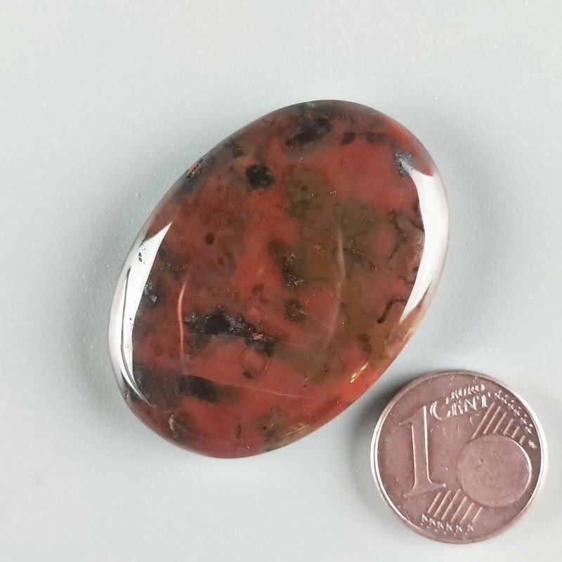 Cabochon di Eliotropio Naturale Ovale, Piatto e Liscio, 37x26x5 mm, 10,05 g, Fatto a Mano
