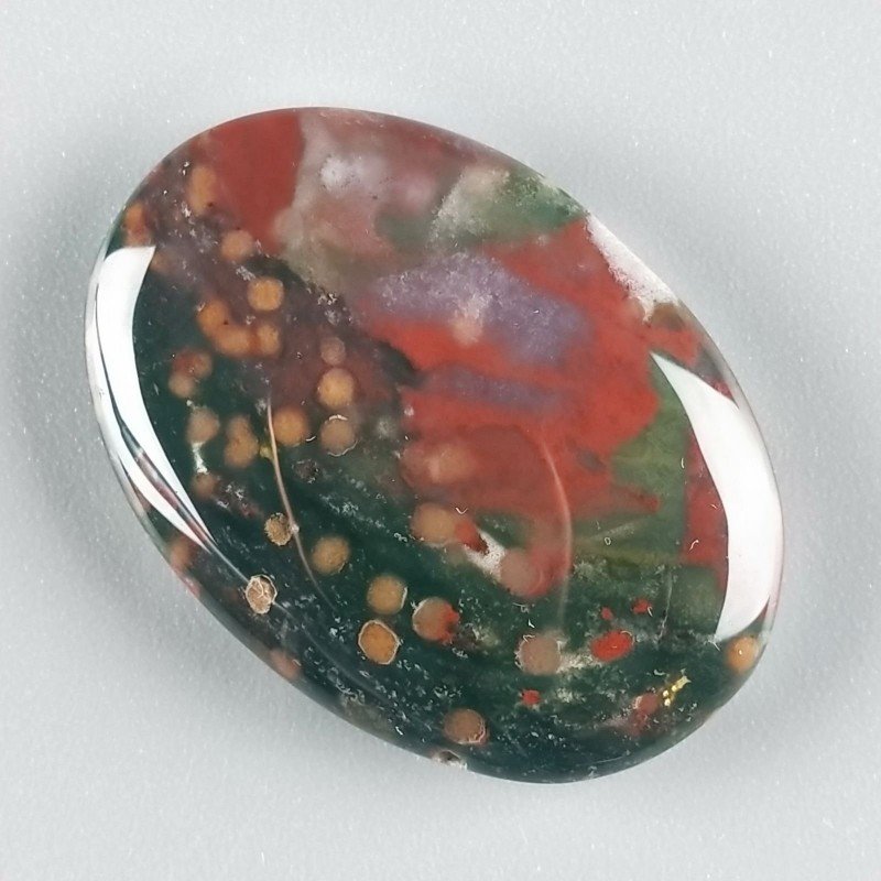 Eliotropio Naturale Forma Ovale Piatto Cabochon Liscio Fatto a Mano 35X24X6mm 8,60gm 1pz