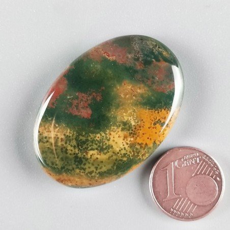 Eliotropio Naturale Forma Ovale Piatto Cabochon Liscio Fatto a Mano 38X26X5mm 9,55gm 1pz
