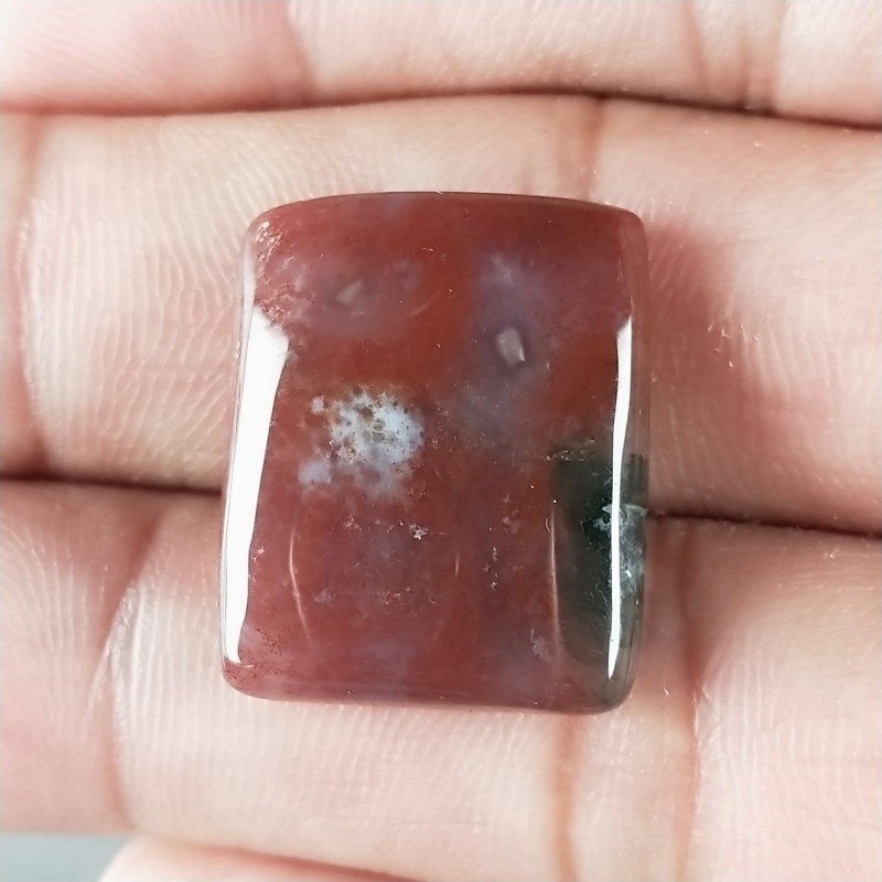 Eliotropio Naturale Forma Rettangolare Piatto Cabochon Liscio Fatto a Mano 18X22X5mm 3,90gm 1pz