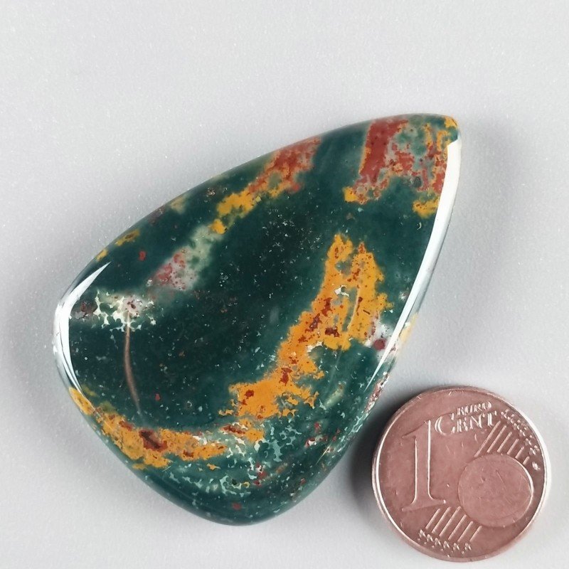 Eliotropio Naturale Forma Goccia Piatto Cabochon Liscio Fatto a Mano 44X29X6mm 12,60gm 1pz