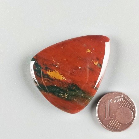 Eliotropio Naturale Forma Goccia Piatto Cabochon Liscio Fatto a Mano 35X29X5mm 8,30gm 1pz