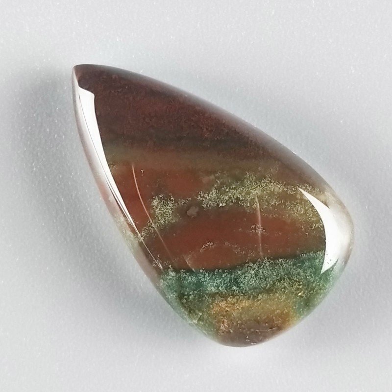 Eliotropio Naturale Forma Goccia Piatto Cabochon Liscio Fatto a Mano 32X18X7mm 7,10gm 1pz