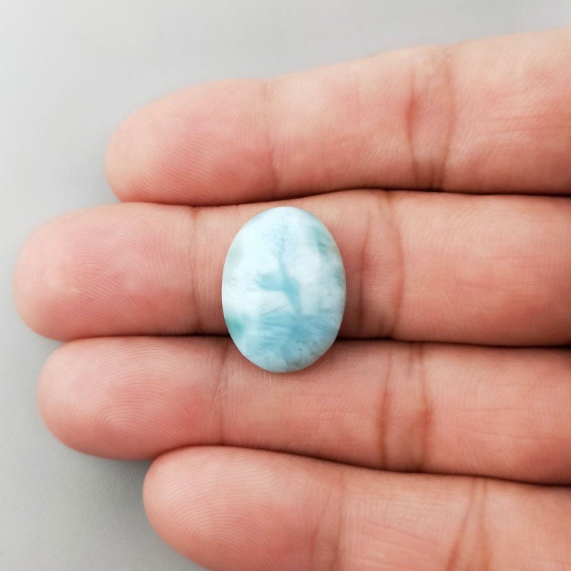 Larimar Naturale Forma Ovale Piatto Cabochon Liscio Fatto a Mano 20X15X6mm 14,80 Carati 1pz