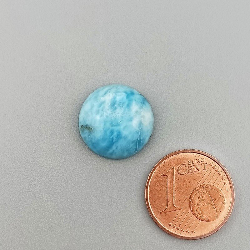 Larimar Naturale Forma Tondo Piatto Cabochon Liscio Fatto a Mano 14mm 1pz Larimar Naturale Forma Tondo Piatto Cabochon Liscio Fatto a Mano 14mm 1pz