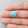 Larimar Naturale Forma Tondo Piatto Cabochon Liscio Fatto a Mano 14mm 1pz