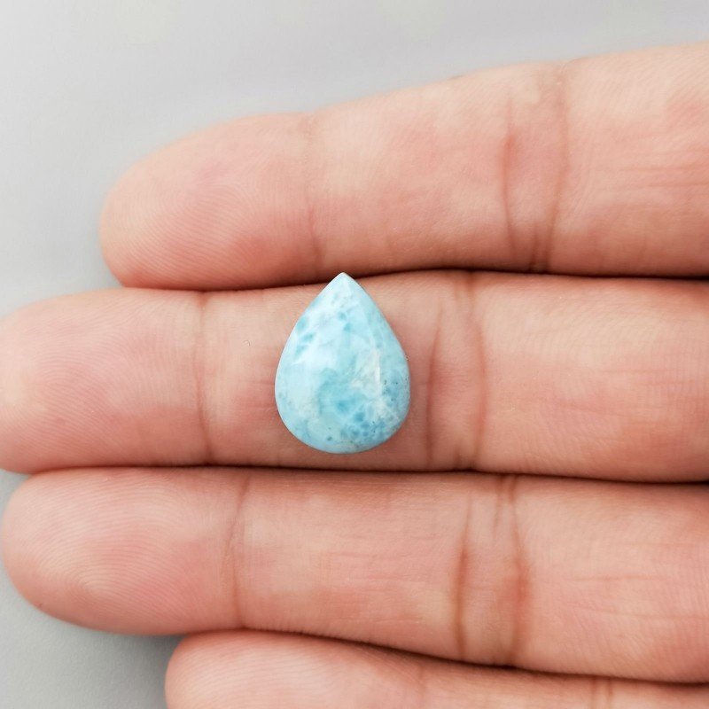 Larimar Naturale Forma Goccia Piatto Cabochon Liscio Fatto a Mano 16X12X5mm 8,15 Carati 1pz