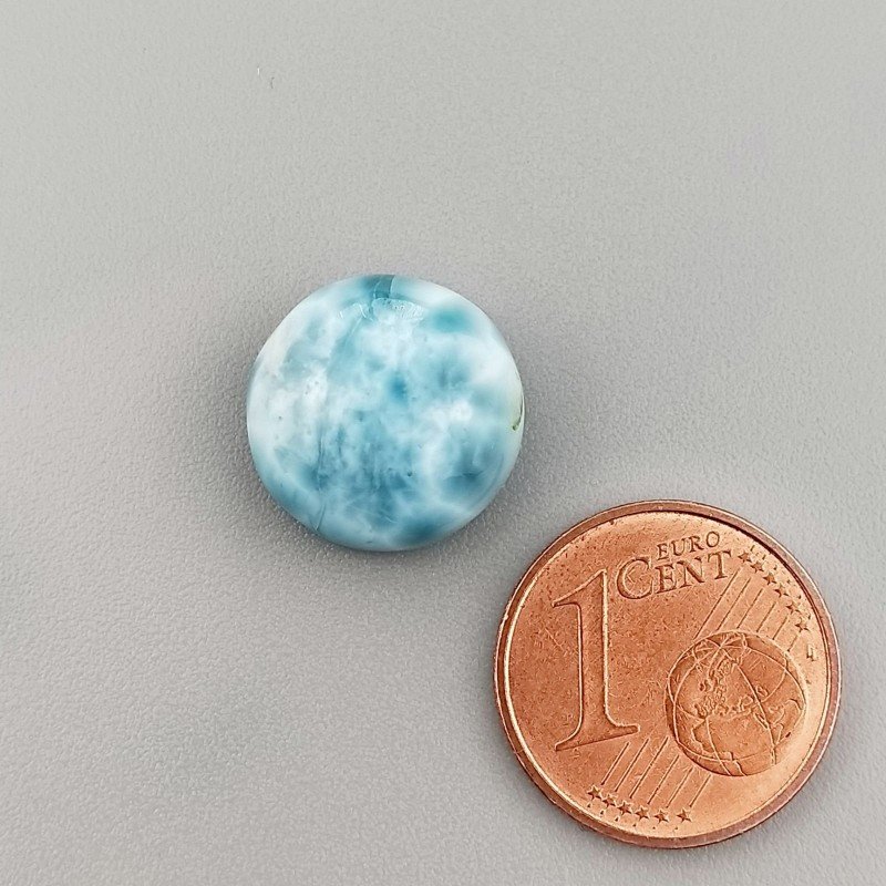 Larimar Naturale Forma Tondo Piatto Cabochon Liscio Fatto a Mano 13mm 1pz Larimar Naturale Forma Tondo Piatto Cabochon Liscio Fatto a Mano 13mm 1pz