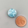Larimar Naturale Forma Tondo Piatto Cabochon Liscio Fatto a Mano 13mm 1pz