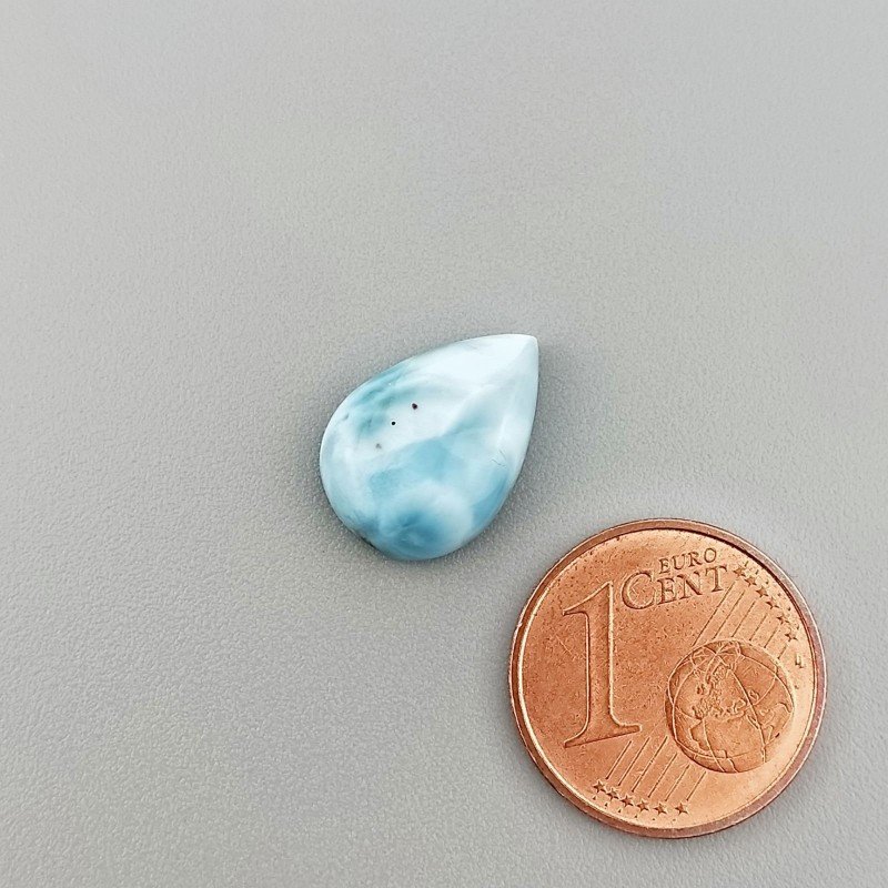 Larimar Naturale Forma Goccia Piatto Cabochon Liscio Fatto a Mano 14X10X4mm 4,15 Carati 1pz