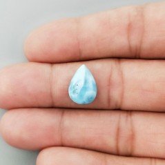 Larimar Naturale Forma Goccia Piatto Cabochon Liscio Fatto a Mano 14X10X4mm 4,15 Carati 1pz