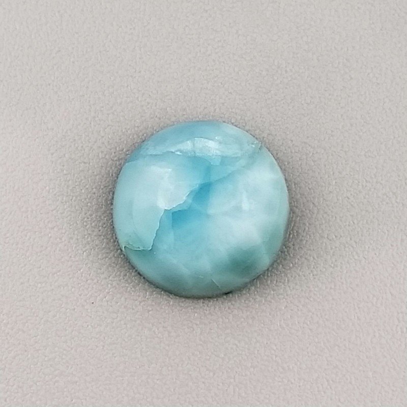 Larimar Naturale Forma Tondo Piatto Cabochon Liscio Fatto a Mano 10mm 1pz